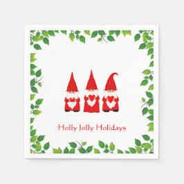 Servilleta De Papel Tres Gnomos de Navidad & Marco de Hoja en Blanco