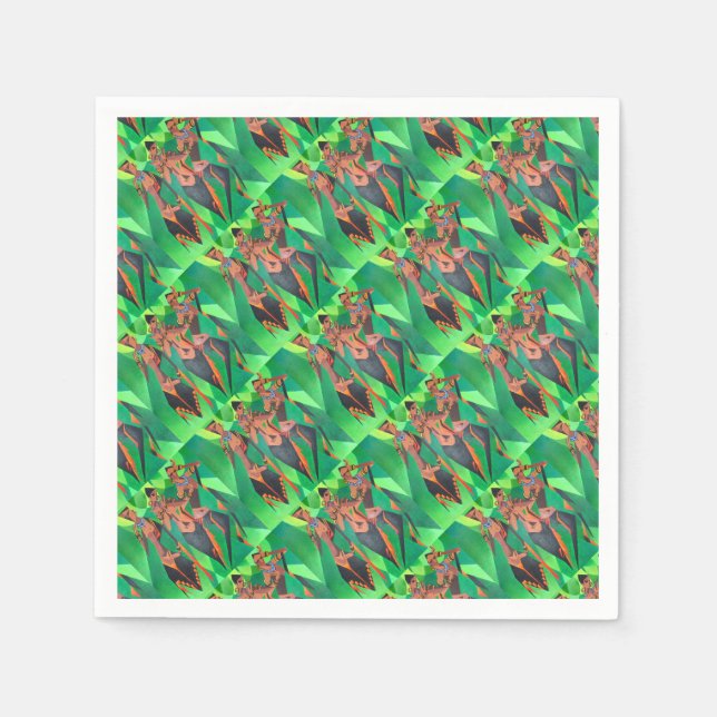 Servilleta De Papel Tres mujeres negras tradicionales étnicas bailando (Anverso)