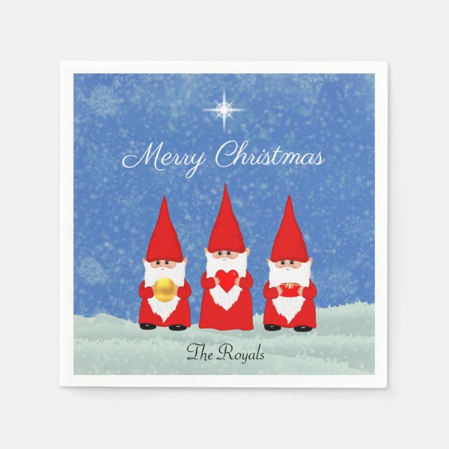 Servilleta De Papel Tres Navidades Gnomes (Anverso)