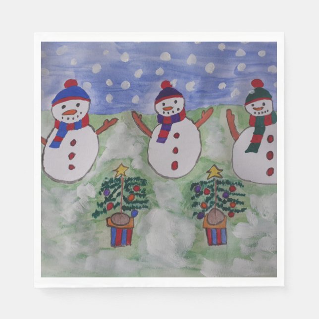 Servilleta De Papel Tres Navidades Snowmen (Anverso)