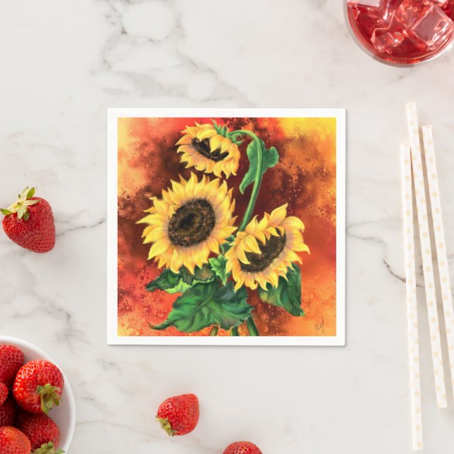 Servilleta De Papel Tres pañales de girasol (In situ)