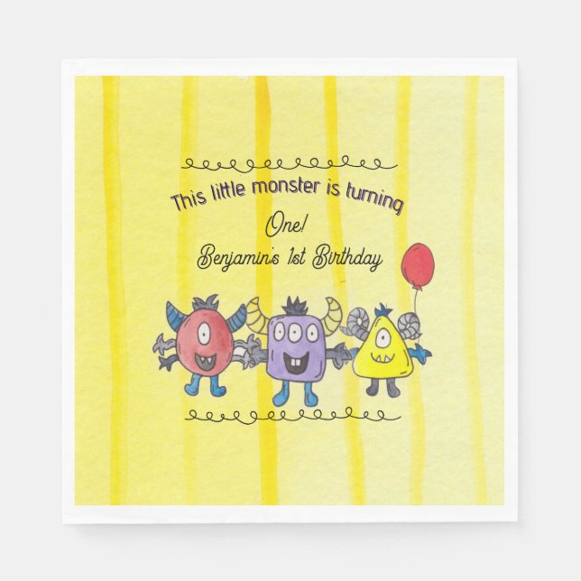 Servilleta De Papel Tres pequeños monstruos servilletas de papel para  (Anverso)