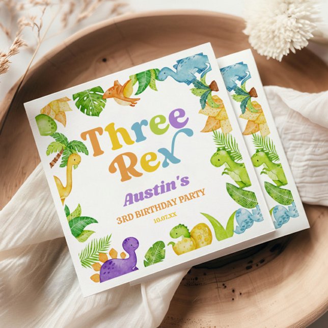 Servilleta De Papel Tres Rex Dinosaur 3ª Fiesta de Tercer Cumpleaños (Subido por el creador)