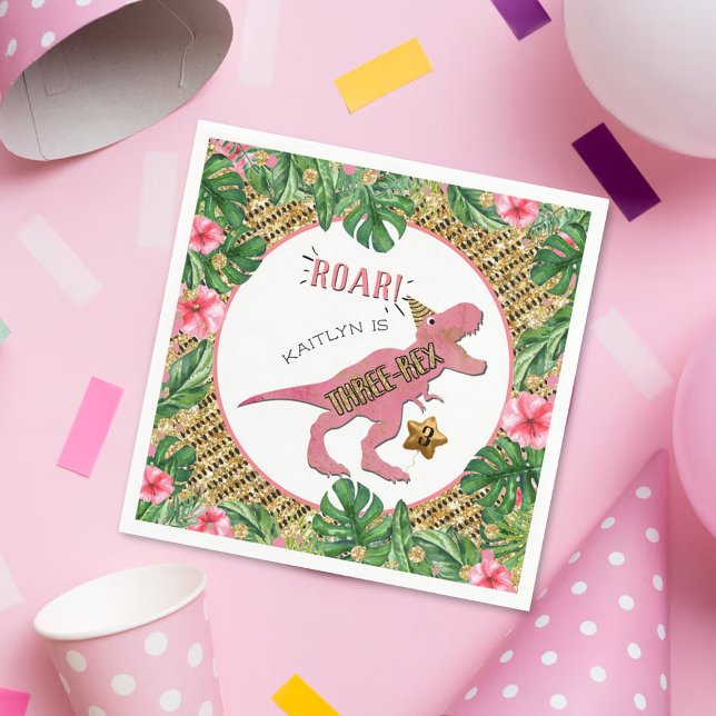 Servilleta De Papel Tres Rex Dinosaurio 3 Napkins de Cumpleaños (Subido por el creador)