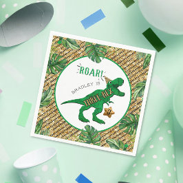 Servilleta De Papel Tres Rex Dinosaurio Tercer Cumpleaños
