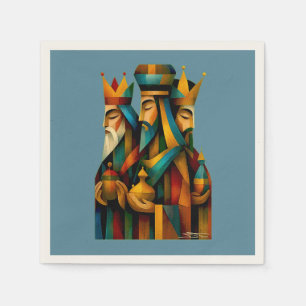 Servilleta De Papel Tres Reyes Magos Arte Abstracto de la Natividad