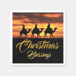 Servilleta De Papel Tres reyes montando camellos | Bendiciones de Navi