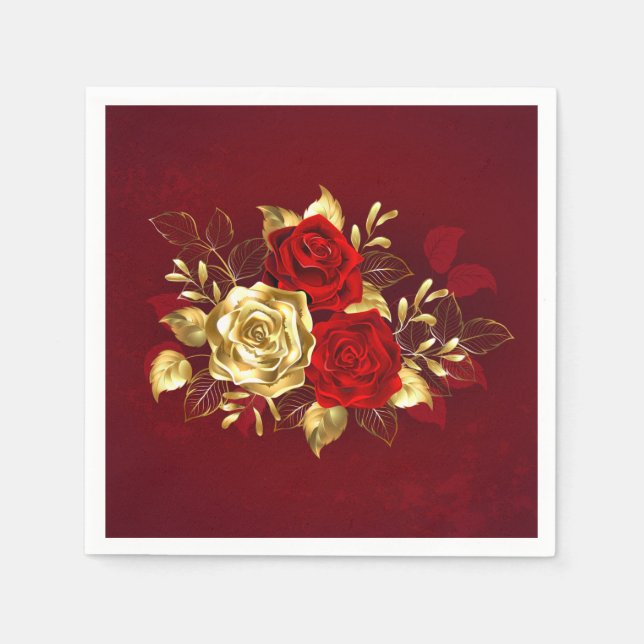 Servilleta De Papel Tres Rosas de Joyería (Anverso)