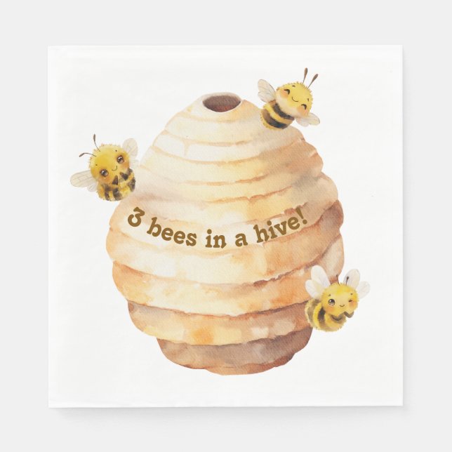 Servilleta De Papel Tres servilletas de abejas (Anverso)