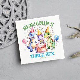 Servilleta De Papel Tres vajilla de cumpleaños rex lindo dinosaurios
