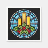 Tres Velas Con Navidades Holly Vidrio Manchado