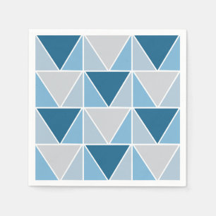 Servilleta De Papel Triángulos geométricos grises azules modernos 