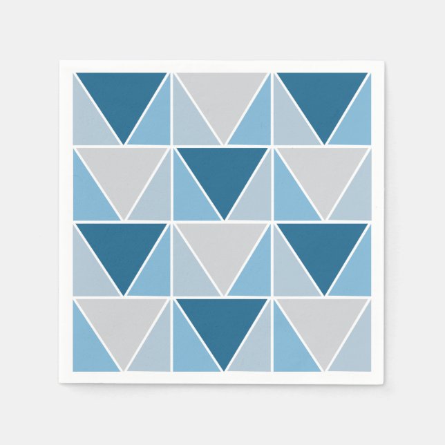 Servilleta De Papel Triángulos geométricos grises azules modernos  (Anverso)