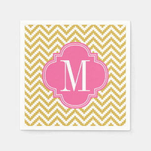 Servilleta De Papel Tribal azteca beige de Chevron del oro