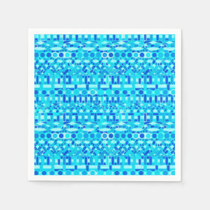 Servilleta De Papel Tribal Batik - azul turquesa, agua y cobalto
