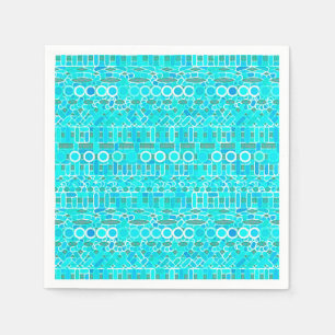 Servilleta De Papel Tribal Batik - turquesa, aqua y gris