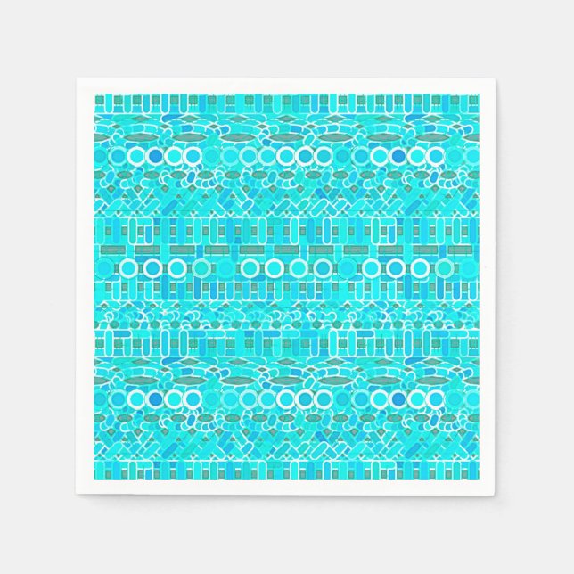 Servilleta De Papel Tribal Batik - turquesa, aqua y gris (Anverso)