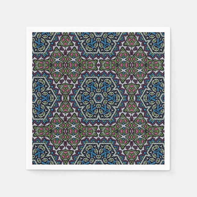 Servilleta De Papel Tribal de bordados sin mar etno boho ornamental t (Anverso)