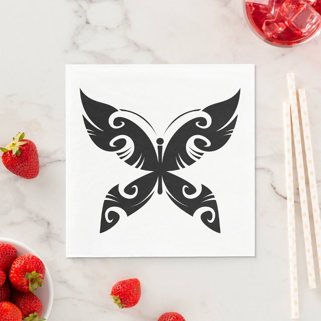 Servilleta De Papel Tribal Mariposa Tattoo Negrita Estilo de tinta neg (Subido por el creador)