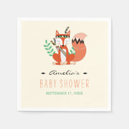 Servilleta De Papel Tribal Woodland Fox Baby Shower Shower Napkins