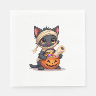 Servilleta De Papel Trick de calabaza de gato negro de Halloween o tré