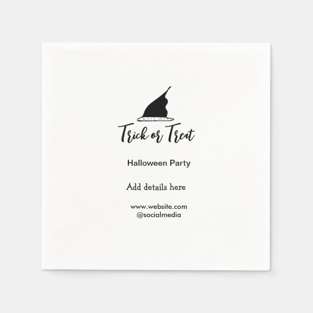 Servilleta De Papel Trick o tratar la fiesta de Halloween gorra negro  (Anverso)
