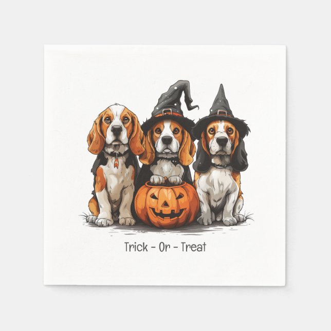 Servilleta De Papel Trick O Treat Halloween Beagle Dogs (Anverso)