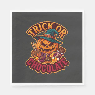 Servilleta De Papel Trick Or Chocolate Halloween Calabaza Sombrero De