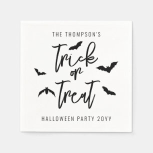 Servilleta De Papel Trick Or Treat negro con murciélagos Halloween