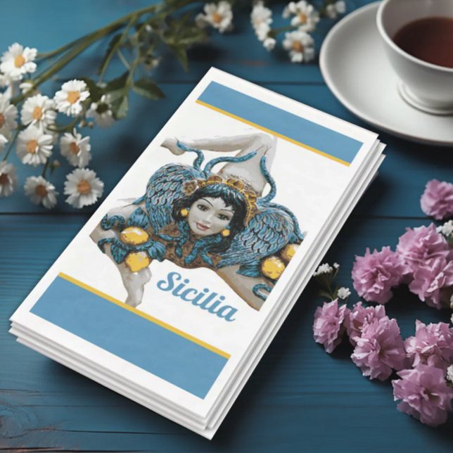 Servilleta De Papel Trinacria of Sicily Three-Legged symbol Sicilia  (Trinacria Symbol of Sicily Guest Towels Napkins - Medusa Paper Goods)