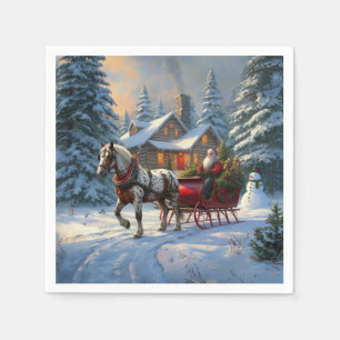 Servilleta De Papel Trineo de un caballo de Santa Claus