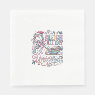 Servilleta De Papel Trineo de Unicornio Todo el Día Unicornio Adorable