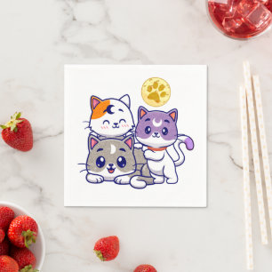 Servilleta De Papel Trio Adorable - Tres Gatos Cubiertos