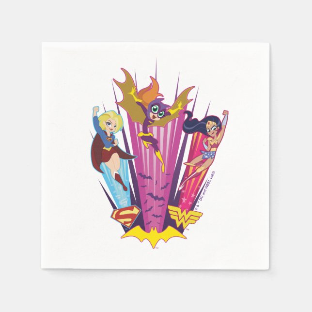 Servilleta De Papel Trío de Chicas Super Hero de DC (Anverso)