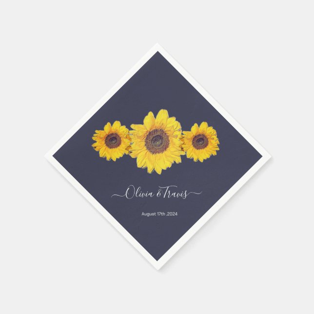 Servilleta De Papel trío de girasol no2 para bodas (Borde)