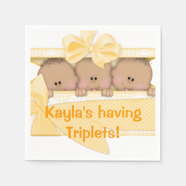 Servilleta De Papel Triplets Baby Shower African American Paper Napkin (Anverso)