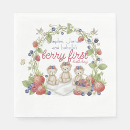 Servilleta De Papel Triplets Berry First Birthday Party