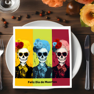 Servilleta De Papel Tríptico del Día de Muertos Calavera Catrina