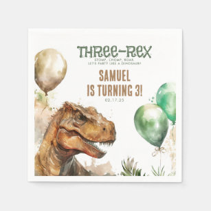 Servilleta De Papel Trirex - Fiesta de cumpleaños de los dinosaurios d
