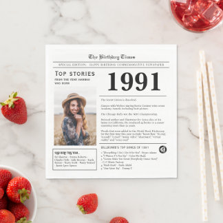 Servilleta De Papel Trivia de cumpleaños de periódico de 1991