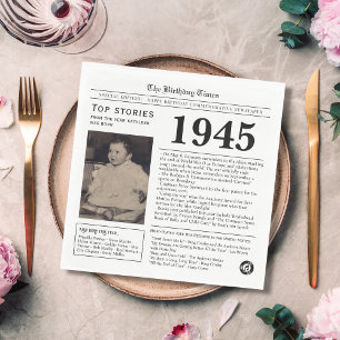 Servilleta De Papel Trivia de cumpleaños en periódicos de 1945