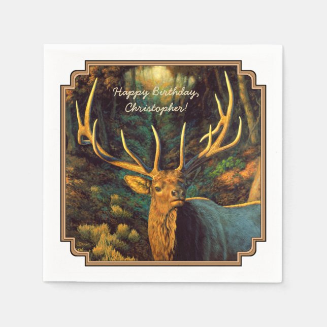 Servilleta De Papel Trofeo Alce Toro en otoño (Anverso)