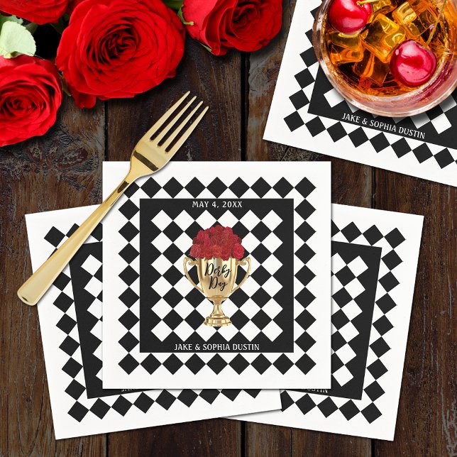 Servilleta De Papel Trofeo del Día Derby y Rosas (Derby Day Trophy and Red Roses Party Cocktail Napkins)