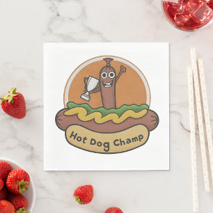 Servilleta De Papel Trofeo Weiner Campeón de Hot Dog Comida Adorable