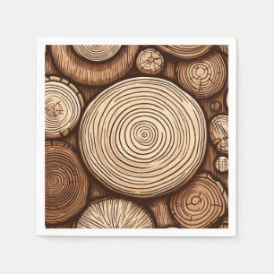 Servilleta De Papel troncos de árbol de madera redonda bosque boscoso