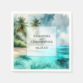 Servilleta De Papel Tropical Beach Watercolor Elegant Coastal Wedding