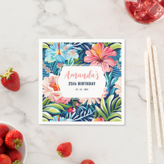 Servilleta De Papel Tropical Birthday Party Floral Pattern