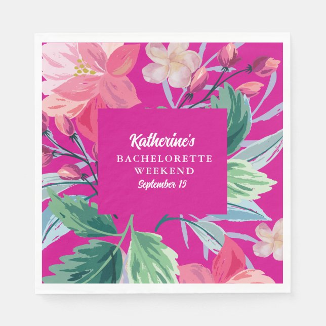 Servilleta De Papel Tropical como su fiesta de la Bachelette rosa cali (Anverso)