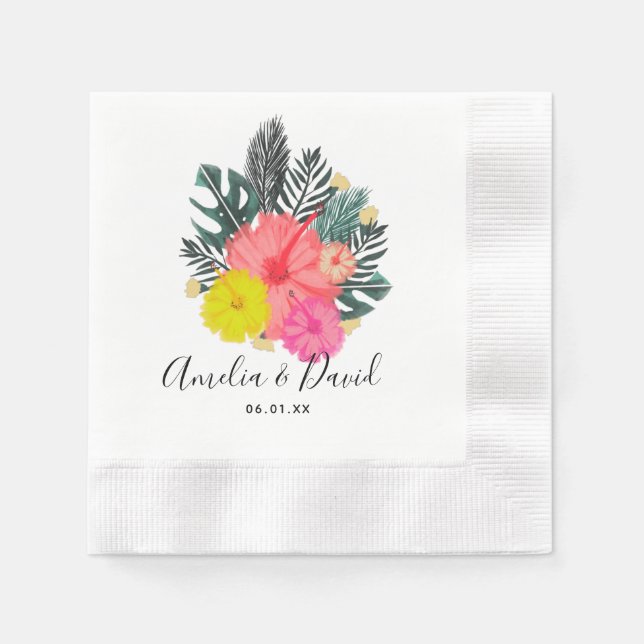 Servilleta De Papel Tropical de Letra Manual de Hawaii Guarda la Fecha (Anverso)