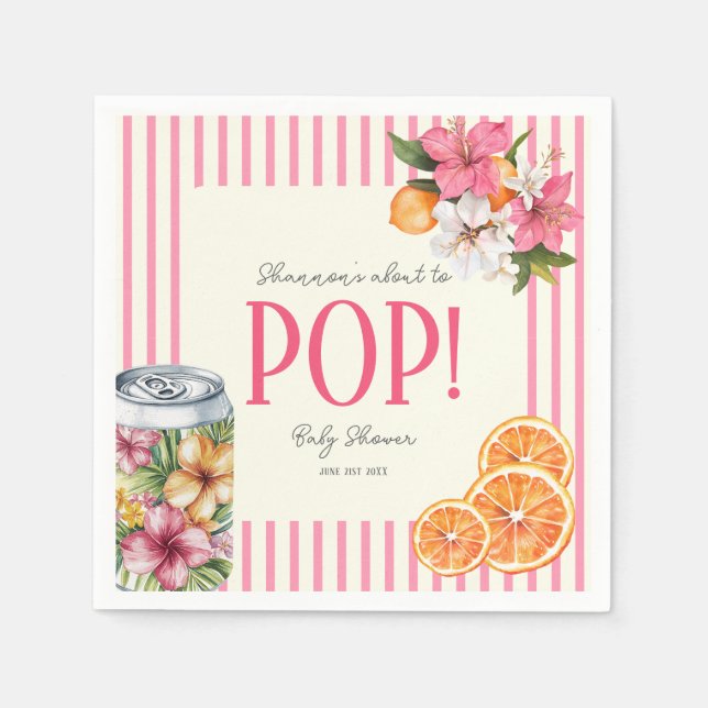 Servilleta De Papel Tropical Flowers Pop Baby Shower Paper Napkins (Anverso)